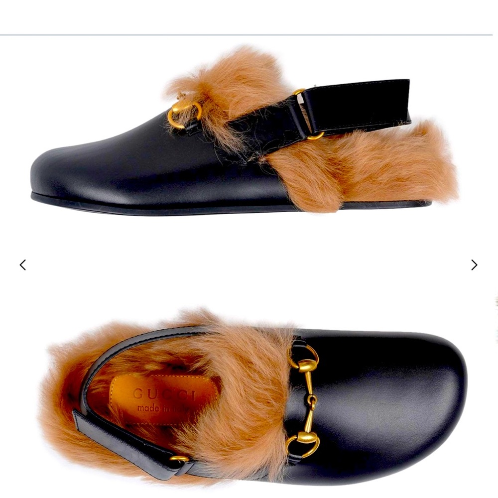 🆕Gucci River Horsebit Fur Mules MEN5.5/WOM7.5-8.5